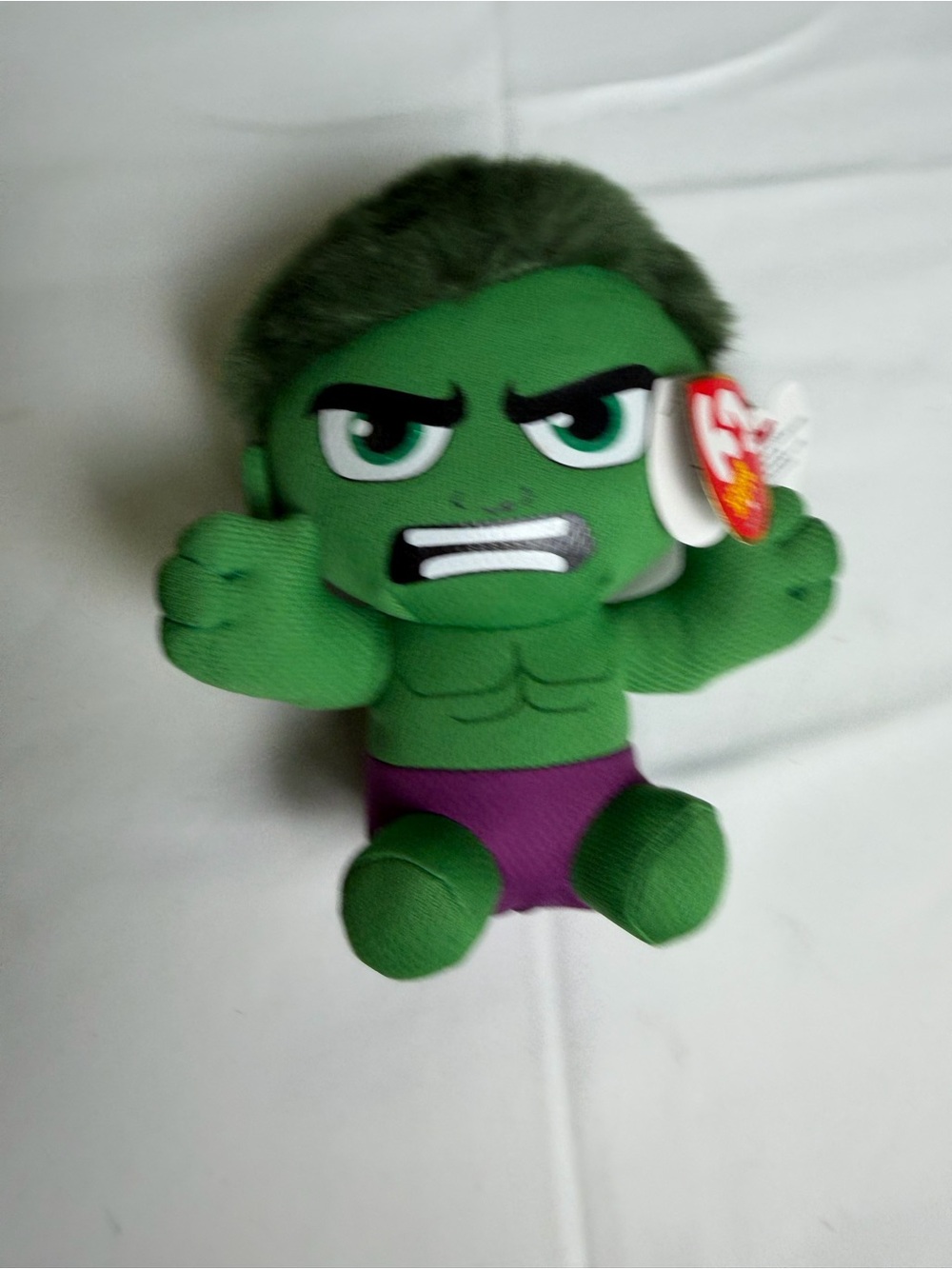 Ty Green and Purple Hulk Plush Toy - Angry Expression